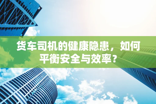 货车司机的健康隐患，如何平衡安全与效率？