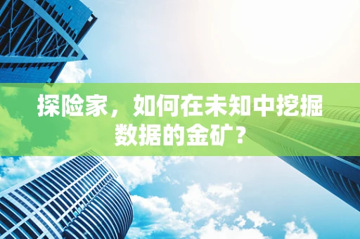 探险家，如何在未知中挖掘数据的金矿？