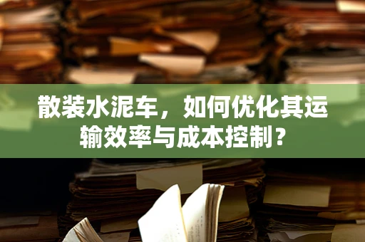 散装水泥车，如何优化其运输效率与成本控制？