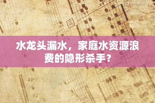 水龙头漏水，家庭水资源浪费的隐形杀手？