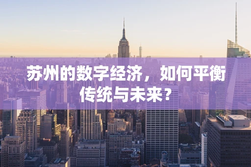 苏州的数字经济，如何平衡传统与未来？