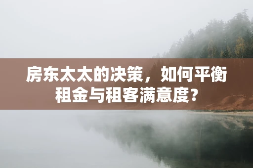 房东太太的决策，如何平衡租金与租客满意度？