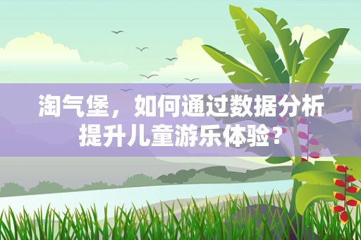 淘气堡，如何通过数据分析提升儿童游乐体验？