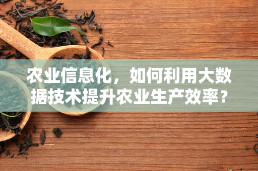 农业信息化，如何利用大数据技术提升农业生产效率？