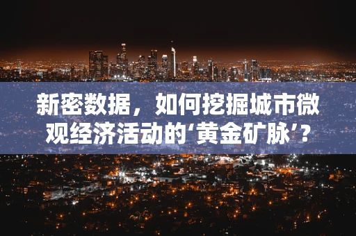 新密数据，如何挖掘城市微观经济活动的‘黄金矿脉’？
