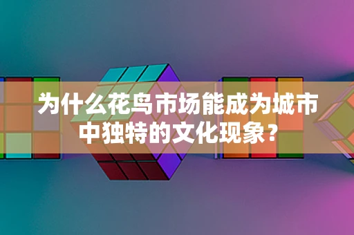为什么花鸟市场能成为城市中独特的文化现象？
