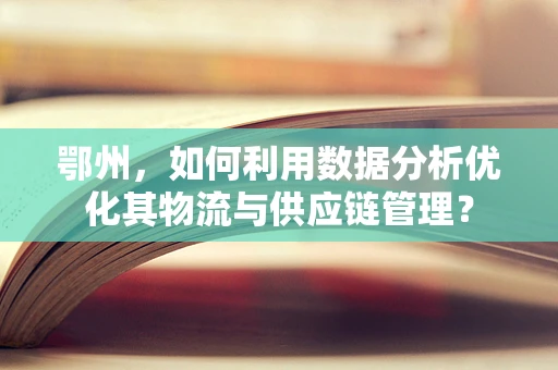 鄂州，如何利用数据分析优化其物流与供应链管理？
